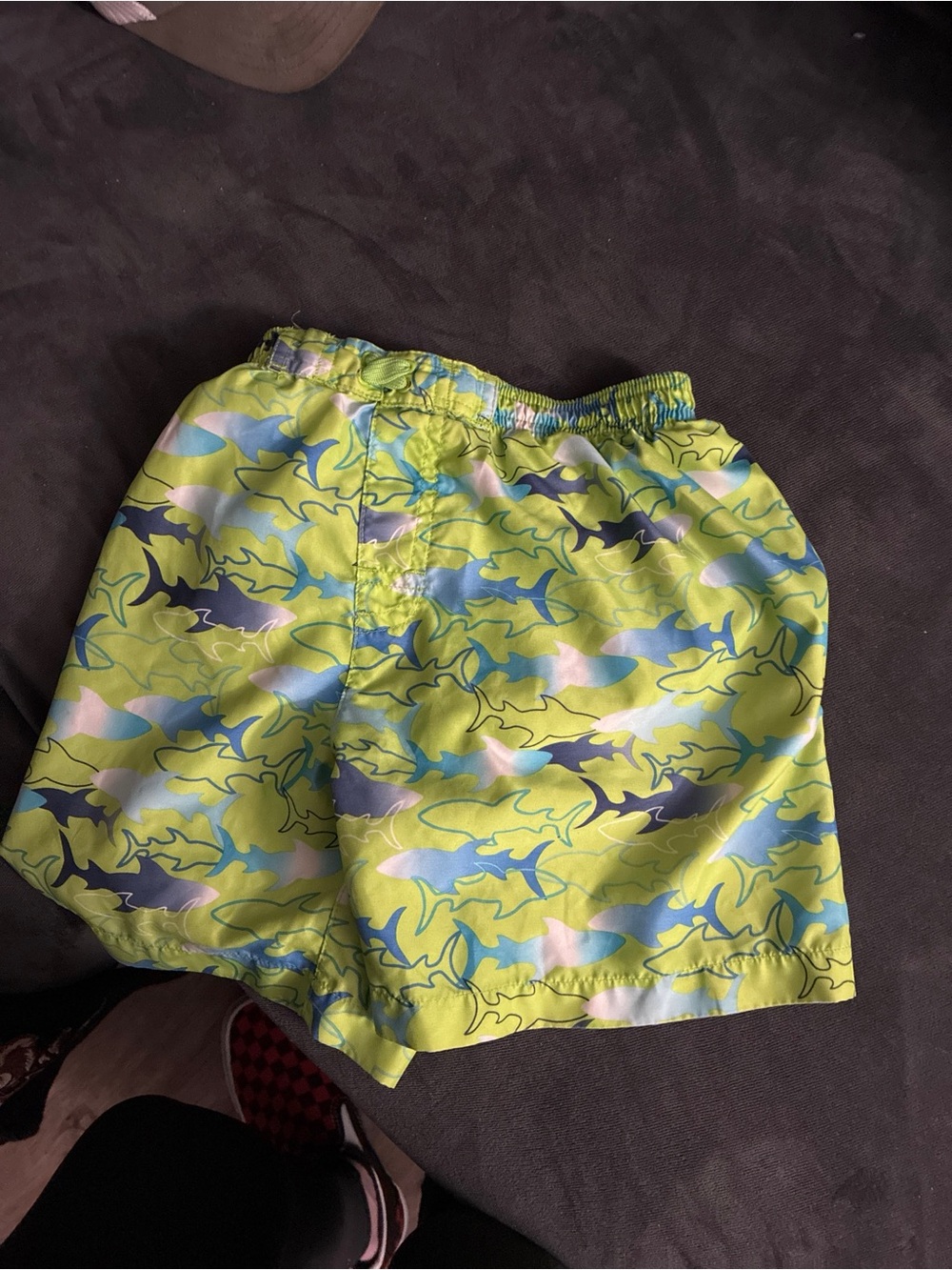 Circo Lime Green & Blue Shark-Pattern Swim Shorts